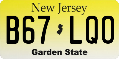 NJ license plate B67LQO