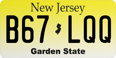 NJ license plate B67LQQ