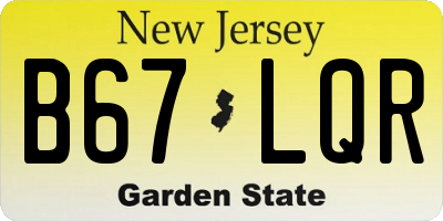 NJ license plate B67LQR