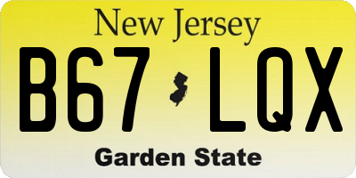 NJ license plate B67LQX