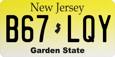 NJ license plate B67LQY