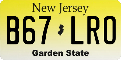 NJ license plate B67LRO