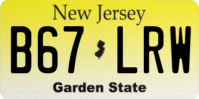 NJ license plate B67LRW