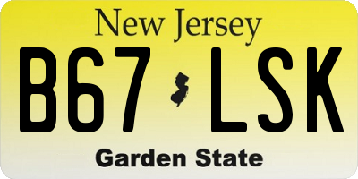 NJ license plate B67LSK