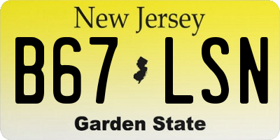 NJ license plate B67LSN