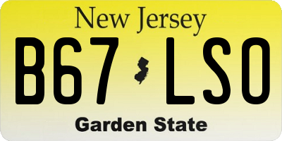 NJ license plate B67LSO