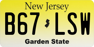 NJ license plate B67LSW