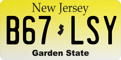 NJ license plate B67LSY