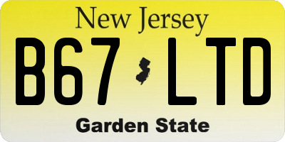 NJ license plate B67LTD