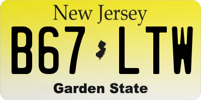 NJ license plate B67LTW