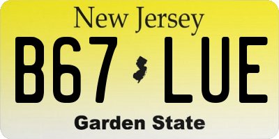 NJ license plate B67LUE