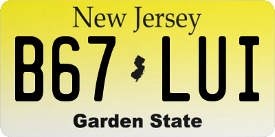 NJ license plate B67LUI