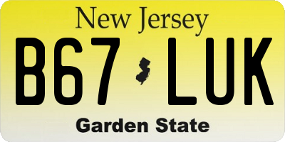 NJ license plate B67LUK