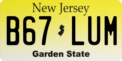 NJ license plate B67LUM