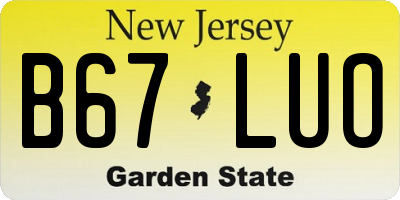 NJ license plate B67LUO