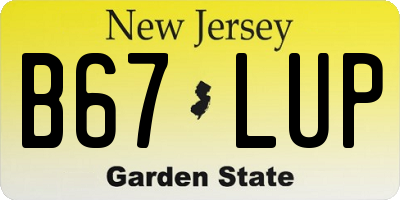 NJ license plate B67LUP
