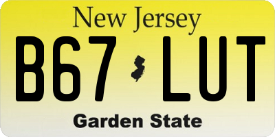 NJ license plate B67LUT