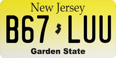NJ license plate B67LUU