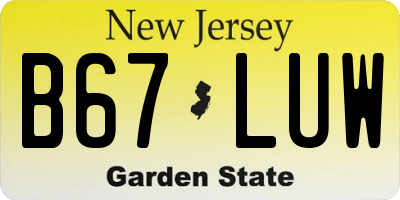 NJ license plate B67LUW