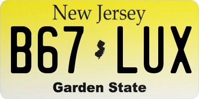 NJ license plate B67LUX