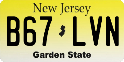 NJ license plate B67LVN