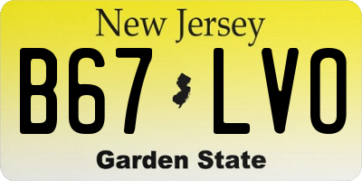 NJ license plate B67LVO
