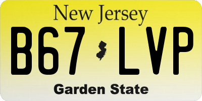 NJ license plate B67LVP