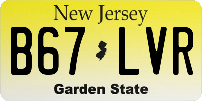 NJ license plate B67LVR