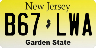 NJ license plate B67LWA
