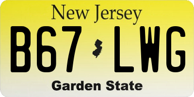 NJ license plate B67LWG