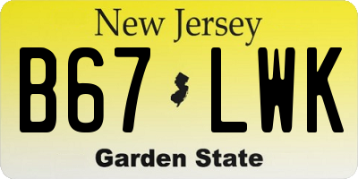 NJ license plate B67LWK
