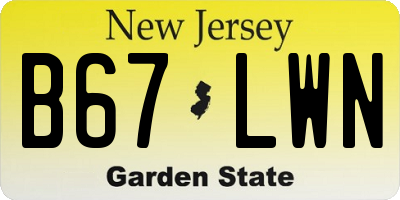 NJ license plate B67LWN