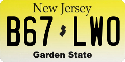 NJ license plate B67LWO