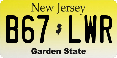 NJ license plate B67LWR