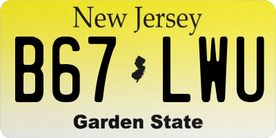 NJ license plate B67LWU