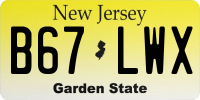 NJ license plate B67LWX