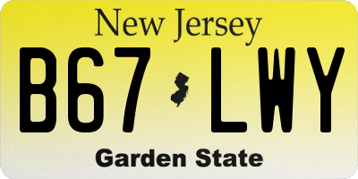 NJ license plate B67LWY