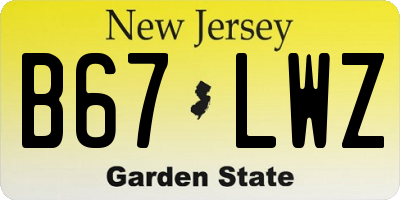 NJ license plate B67LWZ