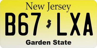 NJ license plate B67LXA