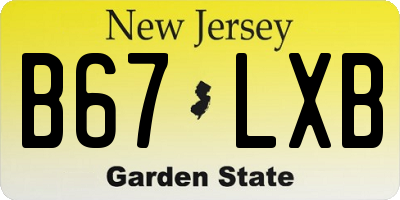 NJ license plate B67LXB