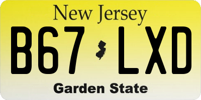 NJ license plate B67LXD