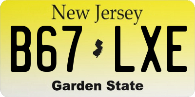 NJ license plate B67LXE