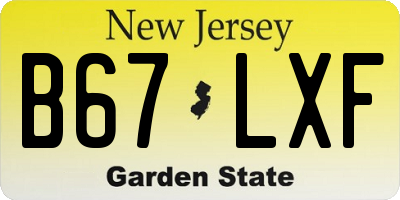 NJ license plate B67LXF