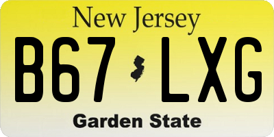 NJ license plate B67LXG