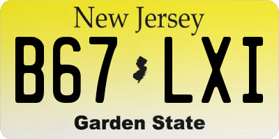NJ license plate B67LXI