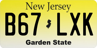 NJ license plate B67LXK