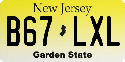 NJ license plate B67LXL