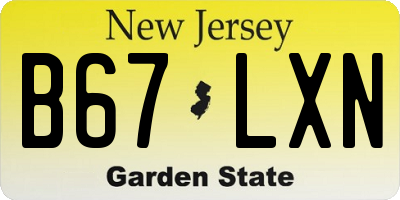 NJ license plate B67LXN