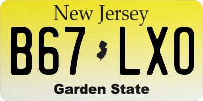 NJ license plate B67LXO