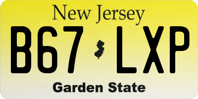 NJ license plate B67LXP